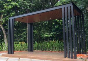 PU Metal Deck Roof & Aluminum Ceiling PU metal deck pergola
