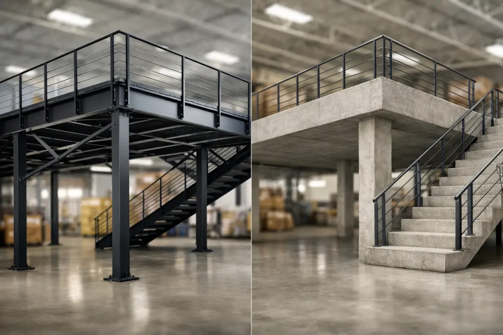 Steel Versus Concrete Mezzanines Compared Steel Versus Concrete Mezzanines Compared